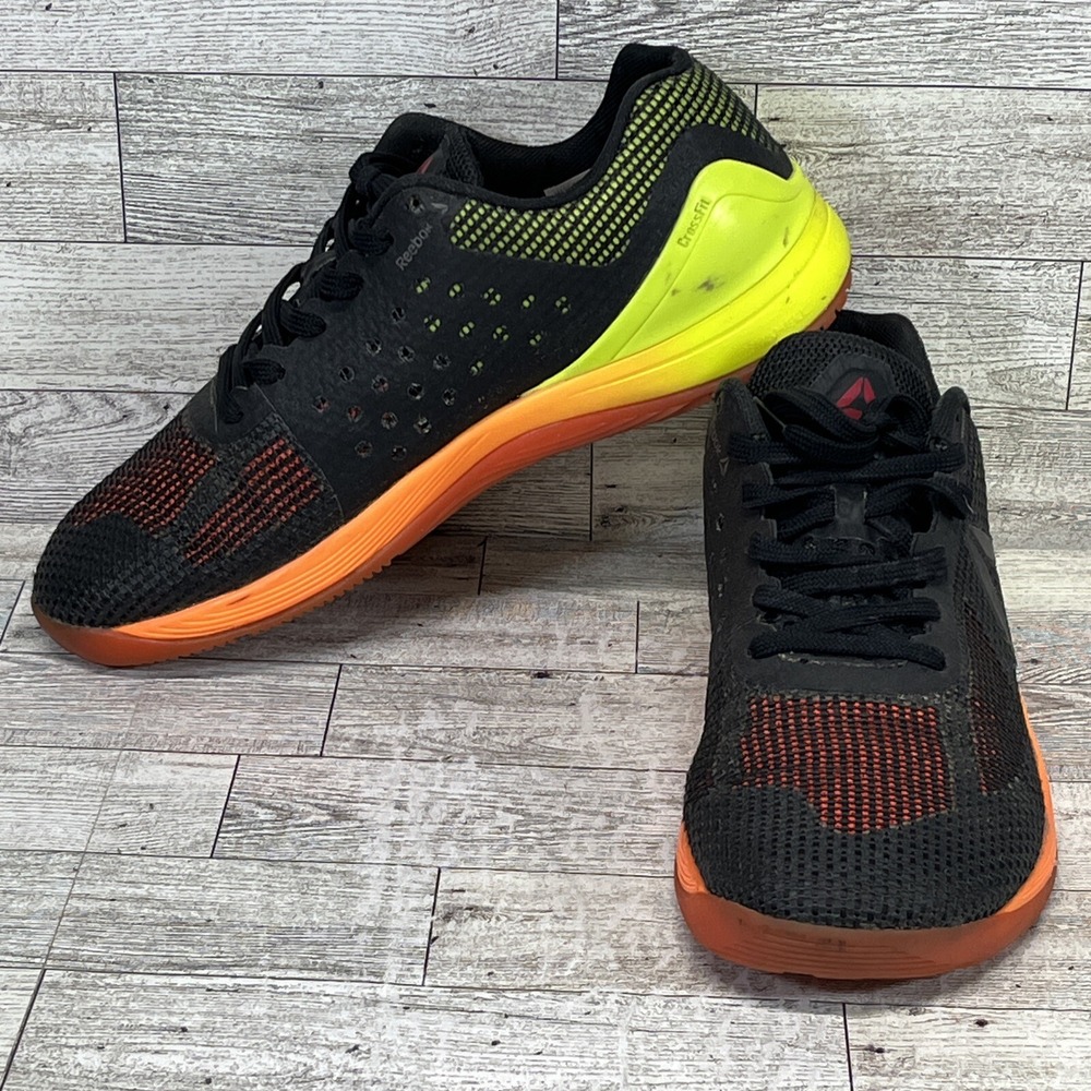 Reebok CrossFit Nano 7 Fitness Training Shoes Black Orange Yellow Women Size 9